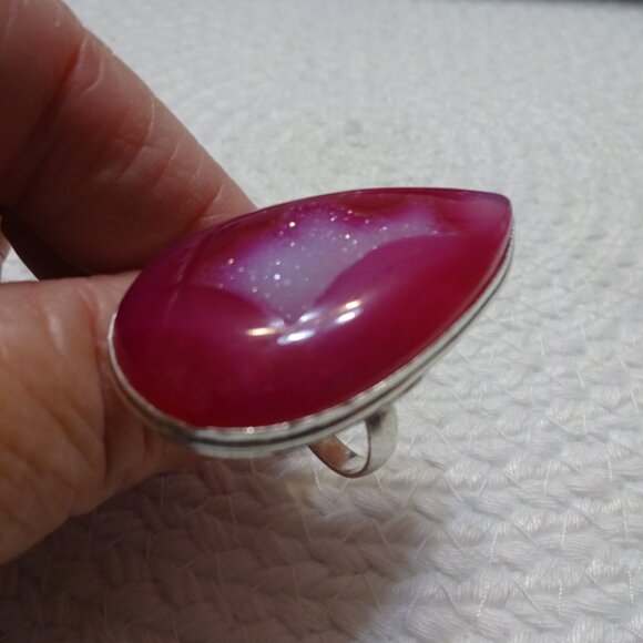 Gorgeous PINK BOTSWANA AGATE Handmade Sterling 925 Ring Size 11.25 #829C - Picture 3 of 3